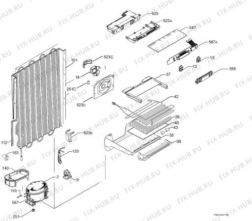 Взрыв-схема холодильника Electrolux EUF27391W5 - Схема узла Cooling system 017